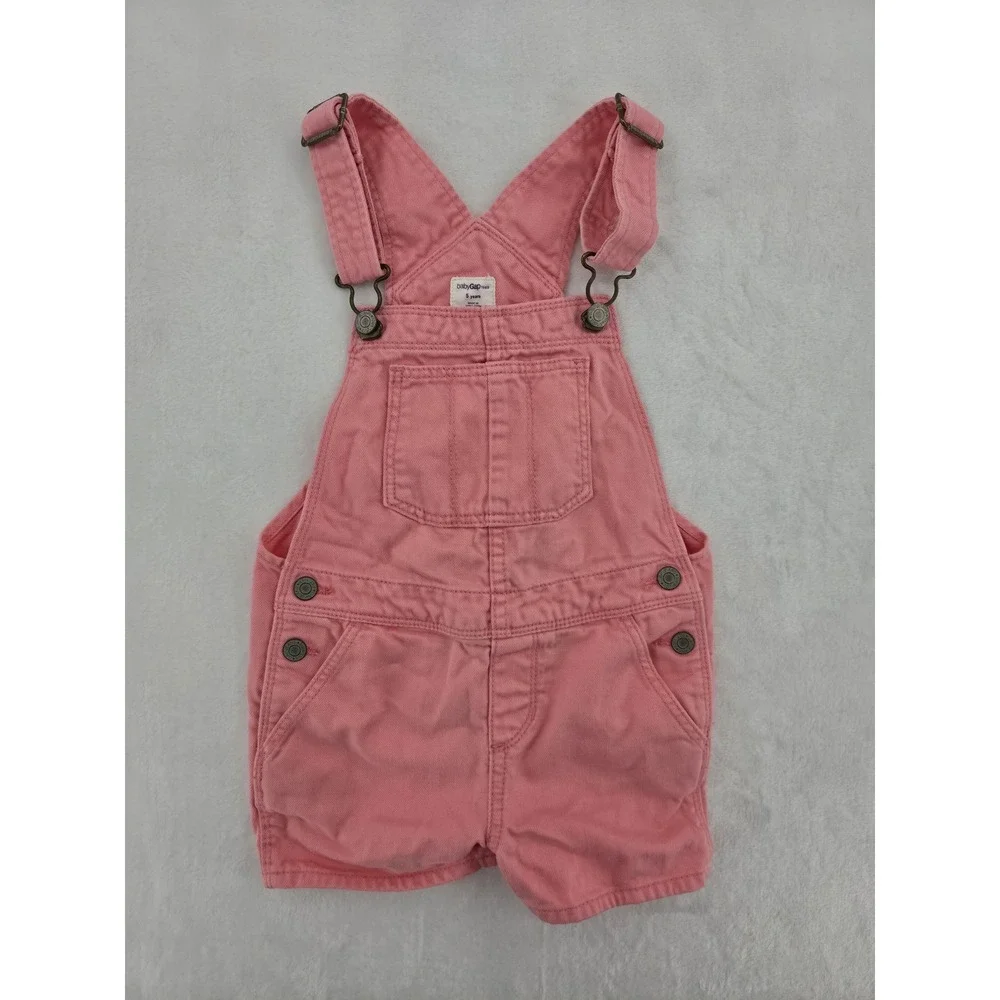 Baby Gap 1989 Girls Pink Denim Shortalls Overalls Size 5 Years Kidcore Pastel